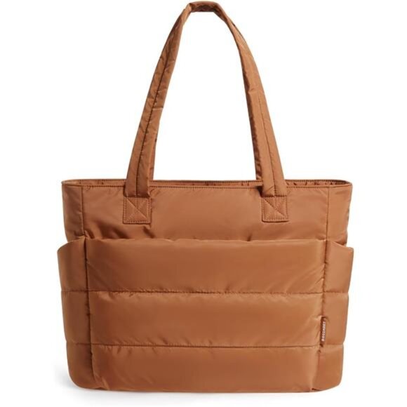 Tote Bag for Women, Lightweight Puffy Tote Bag Camel - Picture 1 of 6